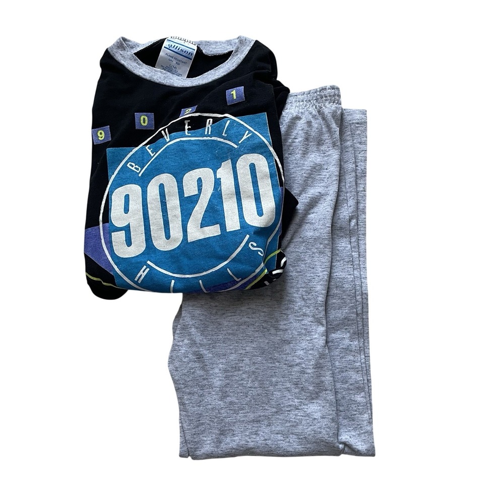 Vintage 90s Beverly Hills‎ 90210 Black and Gray Pajama Set, L